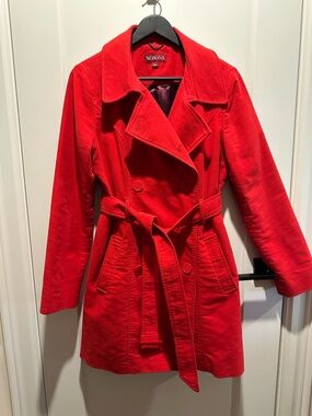 Merona Red Double-Breasted Trench Coat with Belt